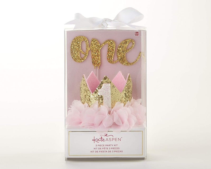 Kate Aspen, Gold Glitter 1st Birthday DÃ©cor Kit, Baby Birthday Set, Banner - Image 1